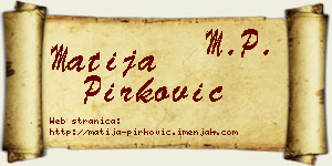 Matija Pirković vizit kartica